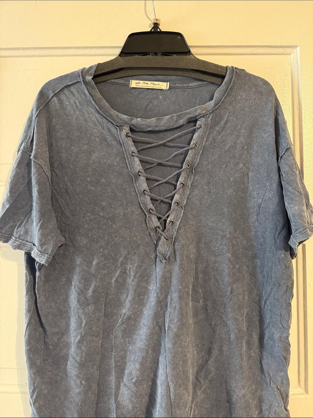 We The Free Women's Washed Blue Lace-Up Tee